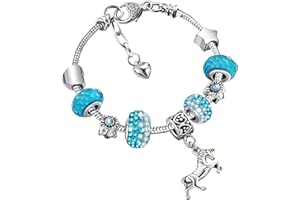 JADIVE Unicorn Sparkly Crystal Charm Bracelet Rhinestone Bangle with Unicorn Gift Box Card Set for Girl Lady