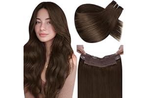 LaaVoo Extension Capelli Veri Filo Invisibile Marrone Cioccolato 45 cm Extension Con Filo Capelli Umani Remy Lisci Extension Capelli Veri Remy Filo Fascia Unica 80g #4