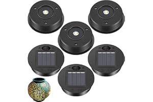 JUWACOO 6 Pcs Solar Lights Replacement Top, 7 Lumens Warm White LED Outdoor Solar Lanterns Waterproof, Lid Light Outdoor Lantern Lights for Hanging Lanterns Patio Decor (Top Size 2.76"/Bottom Size 2.36")