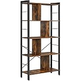 VASAGLE boekenkast, ladder plank, 4-tier staande plank, bamboe frame, eenvoudige montage, voor woonkamer, slaapkamer, keuken, vintage bruin-zwart BCB020B01V1