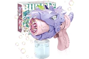 TOPJOWGA Pistola de Burbujas para Niños, Automatic Maquina Burbujas, Burbujas Dinosaurio Pistola, Pistola de jabón con Agua de Burbujas, Máquina de Burbujas para Fiesta, Cumpleaños (Morado)
