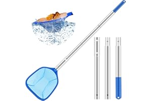 TDTOD Escurridor de Piscina, Rastrillos para Piscinas, Red Piscina, Kit de Limpieza Piscina con Red de Malla Fina y Mango de Aluminio, Recoge Tierra Arena Limo Hojas para Piscinas, Fuente, Pecera