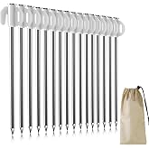 Camping Pegs 16 pcs, Camping Pegs Hard Ground 21 cm, Ideal for Garden Tents, Camping, Fishing and Field