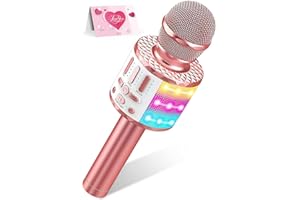 MICQUTR Wireless Microphone with Lights, Karaoke Bluetooth Microphone for Kids Adults, Portable Toy Karaoke Mic Speaker Machine, Home KTV Player Support Phone/Pad/TV for Party Singing, Boys Girls Best Gifts