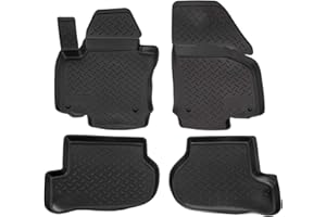 J&J AUTOMOTIVE | Tapis De Sol en Caoutchouc TPE Toutes Saisones pour Golf 5 V, 6 2003-2013, Système de Fixation, Bord Haut, Noir, Antidérapant, Toutes Saisons