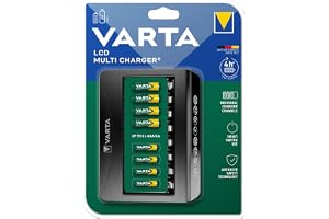 Varta LCD-laddare LCD Multi Charger+ | för laddningsbara NiMH-batterier, utan batterier, skydd mot överladdning och omvänd po