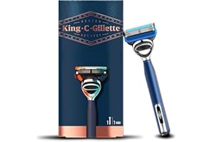 King C. Gillette golarka męska z trymerem do precyzyjności, golarka barowa + 1 ostrze do golenia, kolor niebieski morski