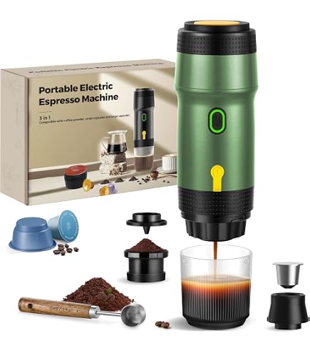 Machine à expresso portable rechargeable par USB-C, chauffe l'eau, compatible avec les capsules et le café moulu, ensemble de machine à café de voyage