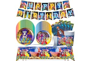 BZQCPLX 52Pcs Gorilla Birthday Party Tableware Set - Cartoon Plates, Cups, Napkins, Tablecloth, Banner and Decoration for 10 Guests