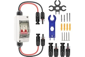 XTVTX Seccionador DC para instalación de PV, Seccionador solar, 2 polos, DC500V 32A, IP65 Seccionador PV impermeable,Interruptor DC con cable de 260 mm para sistemas fotovoltaicos reparación reemplazo