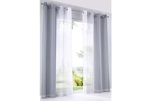 ‎GARDINENBOX 2er Pack Gardinen Vertikal Farbverlauf Druck Transparent »Modena« mit Ösen und Raffhalter, Vorhang, Dekoschal HxB 225x140 cm Grautöne, 10000183