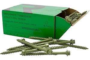 RIKA PTSR001 6.7 x 75mm 50pk Endurance Timberdrive Wood Timber Structural Screw Hardened Ruspert Green Hex Head Decking Carpentry Landscaping