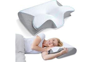 HOMCA Memory Foam Cervical Pillow, 2 in 1 Ergonomic Contour Orthopedic Pillow for Neck Pain, Contoured Support Pillows for Side Back Stomach Sleepers