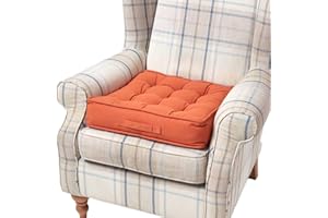 HOMESCAPES Terracotta Armchair Booster Cushion Large Firm 50cm Square Seat Pad with Supportive 10cm Thick Lift Soft Touch Orange Cotton Cushion For The Elderly, Post-Operative and Pregnancy