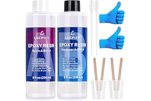 LUCPICT Epoxidharz mit Härter Set, Epoxidharz Set Anfänger, Glasklar Kunstharz Gießharz Epoxy Resin mit Stöcke, Messbecher, Tropfer, Handschuhe für Kunsthandwerk, Schmuck, Flusstische, Holz