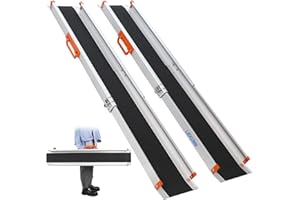 ‎LIEKUMM LIEKUMM 2 x 138–244 cm Rollstuhlrampe für Treppen, 300 kg Tragkraft Rollstuhlrampe für Rollstuhl & Scooter, Auffahrrampe für Türschwellen, Bordsteine, Stufen, Elektro-rollstühle, Fahrräder