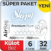 Sleepy Bio Natural Premium Plus Airbag Comfort S&uuml;per Paket K&uuml;lot Bez 6 Numara Xlarge 32 Adet