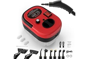 TWOOASES Steam Cleaner, Portable Steamer for Cleaning, 15S Fast Heating Car Steamer, 1.2L Water Tank, Multi-Purpose Steamer for Home Use, Handheld Steam Cleaner for Windows, Kitchen, Bathroom, Tile - Red