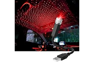 URAQT Lumière D'ambiance, Lampe de Toit USB pour Voiture Atmosphère Ciel étoilé LED Projecteur Rouge Veilleuse Réglable Plusieurs Modes, Romantique Lumière pour Maison/Fête