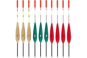 DZOTMYN OriGlam - 10 galleggianti da pesca in legno, per Crappie, Panfish e glaucomi
