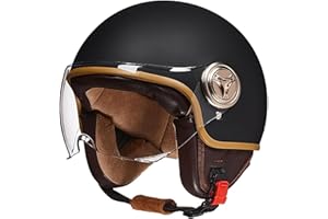 GZEZHA Casco Abierto Medio Casco De Moto Homologado ECE Casco De Moto con Visera Vintage Estilo Retro Casco De Moto Vespa para Niños Jóvenes Hombres Mujeres