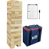 JacJoe All Pro Juego de madera de torre de bloques que se derriban y se apilan, juego de Timber de 56 piezas para el jard&iacute;n,