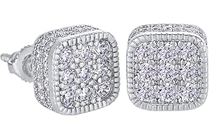 VEXXS 925 Sterling Silver Diamond Stud Earrings for Men, 14K Gold Plated Iced Out Earrings 5A CZ Stones Hypoallergenic Earrings Unisex Gift for Men Women Boy Girls