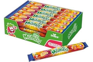 ‎MAMBA Mamba – 24 x 106g (4er Stange) – Leckere Kaubonbons mit Fruchtgeschmack in vier verschiedenen Sorten – Süßigkeiten Mix