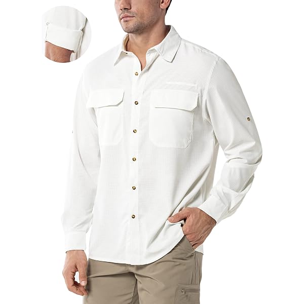 Chemise à Manches Longues Homme Outdoor Ventures - Séchage Rapide, Respirante Avec Poches - UPF 50+