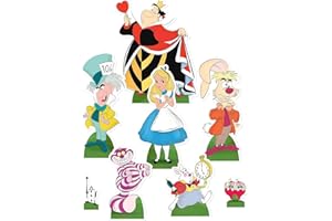 Star Cutouts Ltd TT014 Alice nel paese delle meraviglie, 8 ritagli perfetti per feste, eventi, matrimoni, decorazioni da tavola e collezionisti con gatto del Cheshire, multicolore