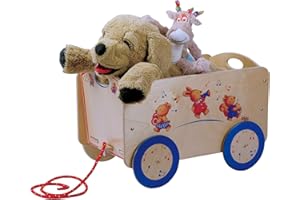 Dida – Chariot en Bois Enfant – Conteneur avec des Roues pour Les Jeux d'enfants - Décor Musiciens Animaux.