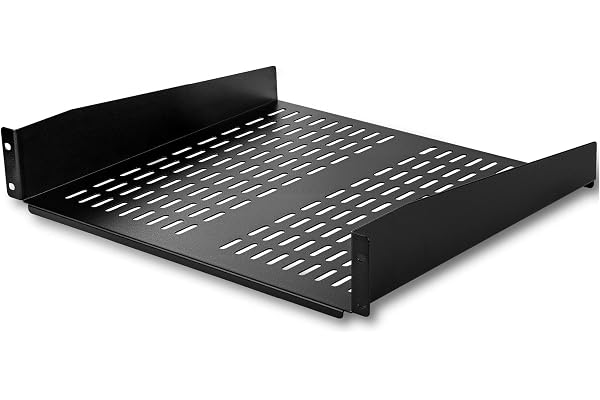 StarTech.com Étagère de Rack de Serveur 2U - Plateau Cantilever Universel à Montage en Rack Ventilé pour Rack 19" - Acier Gros Calibre - Capacité de Poids 23kg - Profondeur de 40cm, Noir (CABSHELFV)