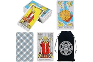 LHTHT Tarot Cards,Tarot Cards 78Pcs Fate Forecasting Cards Game Set,Tarot Divination Future Game Cards Set,Tarot Cards Deck With Transparent Case,Black Velvet Pouch Bag,Book