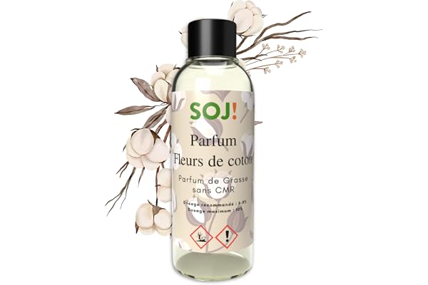 Concentré de Parfum pour Bougies, Création de Bougies, sans CMR de Grasse, 30 ml (Fleur de coton)