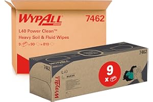 WypAll L40 Power Clean Paños en caja pop-up 7462 - 9 cajas de paños x 90 paños de limpieza blancos