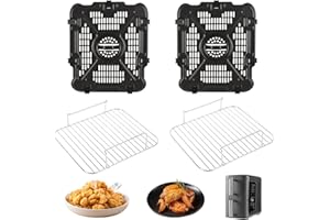‎MUMISUTO 2 Stück Air Fryer Grill Pfanne für Ninja SL401 Dual Stack XL 2,Ersatz Airfryer Crisper Plate Grill Tray Zubehör,Air Fryer Replacement Parts Grillplatte Tray mit Gummipuffer und Halterung