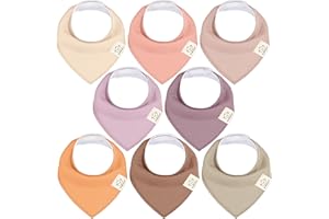 KEABABIES Pack de 8 Pañuelos Triangulares Bebé Niño, Niña - Baberos Bandana Unisex, Bandanas Bebé Súper Absorbentes, Baberos Bebé Algodón Orgánico, Bandanas Bebé para Bebés, Baberos Baba