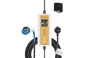 RamTouch Electric Vehicle Charger (3 kW, Type 2, UK 3-Pin Plug, 6.5 m), IP65 Portable Car Charger with Adjustable Current (6A–13A) and Delayed & Timed Charging