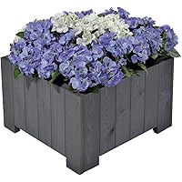 GASPO Blumenkasten Wels | aus massivem Holz | 57 x 57 x 35 cm, Vintage grau | Pflanzkübel für Garten und Balkon