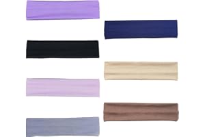 SLEEKEE Lot de 7 bandeaux de sport, femme active, yoga, fitness, violet, noir, rose clair, gris, bleu marine, kaki, marron, 20 x 5 cm