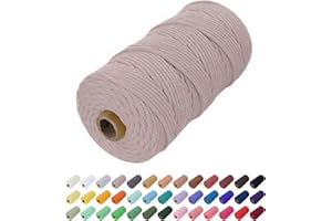 Uiopa Corde Macramé 2mm x 200m, Fil Macramé Coton Corde Coton Naturelle, Ficelle Cordon Macramé Cordelette 2mm pour Tenture Murale, Porte Plante Mural, Rideau, Décoration Bohème (Gris Chanvre)