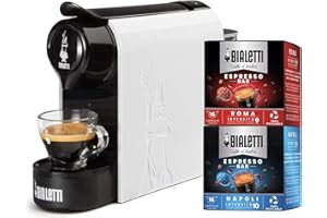Bialetti Gioia, Macchina Caffè Espresso Incluse 32 Capsule, Funziona esclusivamente con Capsule, Bianco