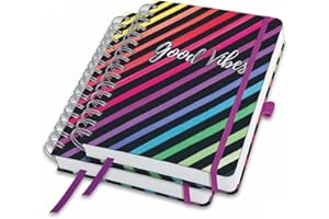 SIGEL JN651 Jolie Spiral notatnik - Dark Rainbow Vibes - kratka w kropki (kropki) - 120 g/m² - 16, 8 x 21, 5 cm - twarda okładka - 240 stron - czarny, 2 sztuki