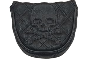 AMXKEPODA Black Skull Bones Design Golf Mallet Head Cover Skeleton Putter Club Heel Shaft Cover Magnetic Closure