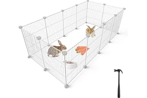 FUNLAX Recinto per Cani da Interno Esterno, Gabbie per Taglia Piccola Animale Domestici, Recinto per Cani Cuccioli Conigli Gattini Portabile, Recinzione in Filo Metallico Cifrata 40x30cm 12 Pz Bianco