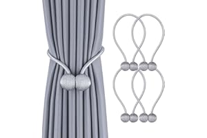 Elfinfi 4 Piezas Alzapaños Cortinas, Sujeta Cortinas No es Necesario Taladrar, Recoge Cortinas, Abrazaderas Cortinas para la Decoración del Dormitorio de Casa y la Oficina (Gris)