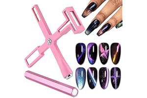 EBANKU 2 szt. zestaw magnesów na paznokcie kocie oko, mocny dwustronny sześciokątny magnes do paznokci, 5 w 1, wielofunkcyjny długopis magnetyczny do paznokci, magnes kocie oko do paznokci, akcesoria