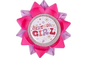 QAZIUY Birthday Girl Badge Pink and Purple Birthday Grosgrain Ribbon Pins for Kid Girl Birthday Party Decorations Supplies
