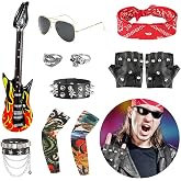 FASBET Disfraz de Rockera A&ntilde;os 80 Hombre Mujer Carnaval Disfraces A&ntilde;os 80 Punk Disfraz Rockero Hombre Mujer Punky Rock Disfra