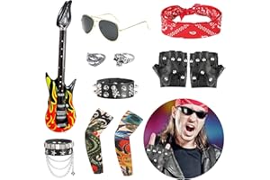 FASBET 11Pcs Rock Star Fancy Dress Punk Accessories Rockstar Accessories Rockstar Fancy Dress Rock Star Costume Disco Rock Star Fancy Dress